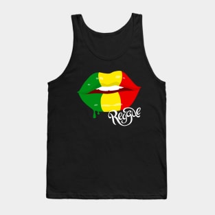 Reggae Clothing for women, Rastafarian Flag Lips, Reggae Tank Top